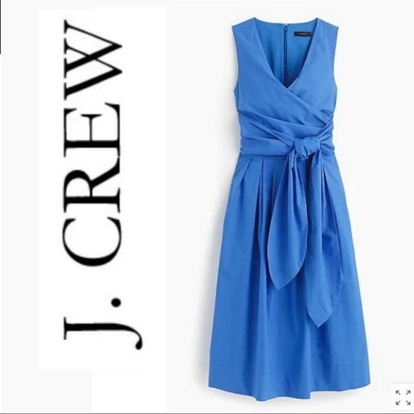 J. Crew Dresses & Skirts - J crew wrap dress in cotton poplin pool blue sz 2